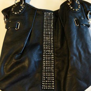 Beautiful Black Rhinestone Stripe Handbag
